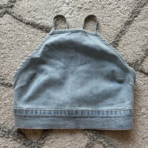 Show Me Your Mumu Fawcett Denim jean Crop Top open back high square neck small - Picture 10 of 10